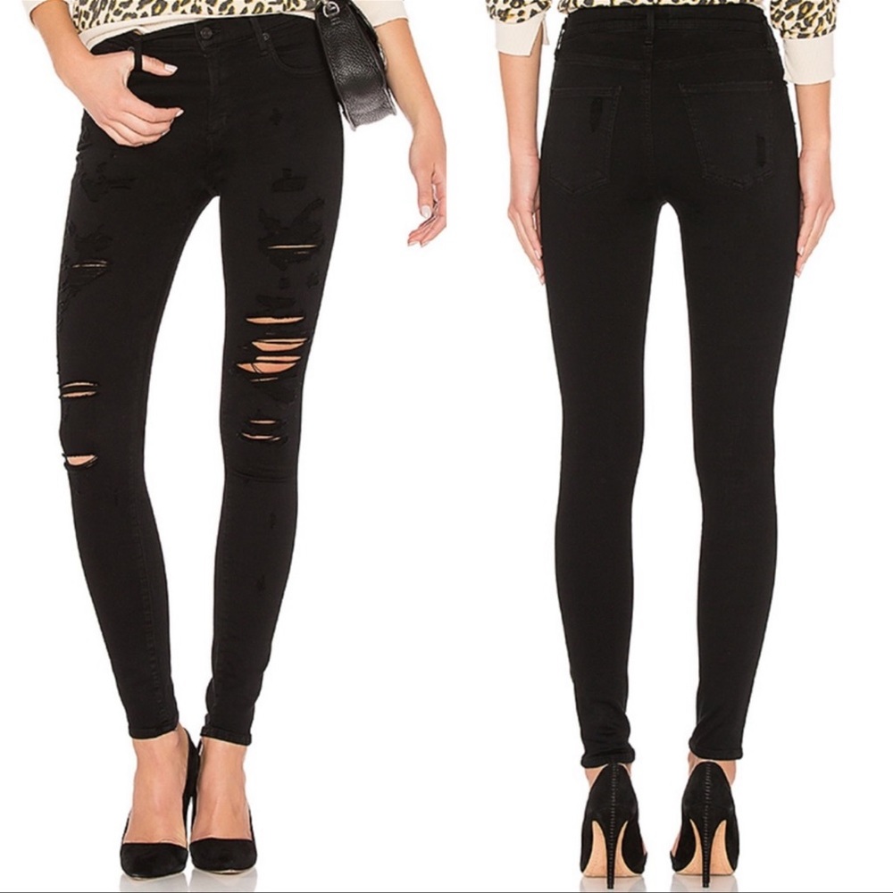 AGOLDE Sophie Hi Rise Skinny distressed black jeans Sz 25